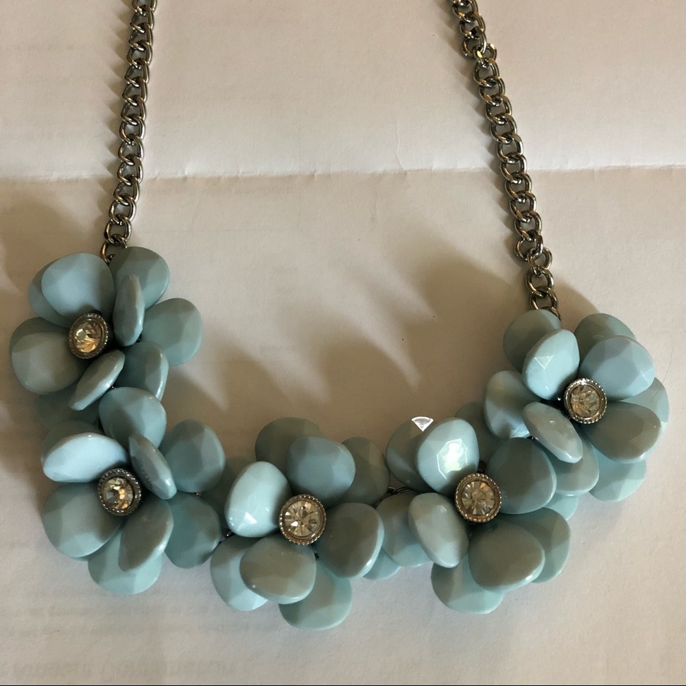 Blue floral statement necklace